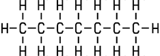Strukturfomel n-Heptan: 7 Kohlenstoff-Atome im Gerüst, darum herum 16 Waserstoff-Atome