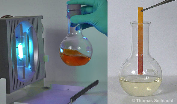 Brom reagiert mit Hexan bei UV-Licht