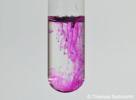 Holzasche in Wasser färbt Phenolphthalein pink