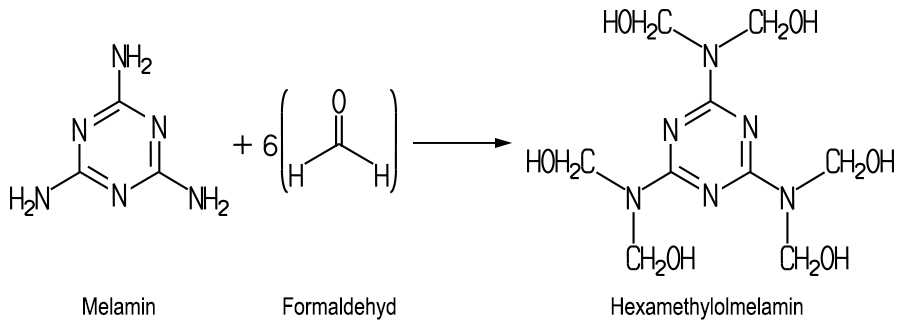 Bildung eines MF-Harzes aus Melamin und Formaldehyd