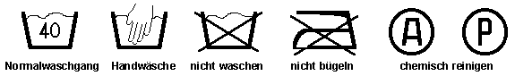 Symbole zur Reinigung von Kleidungsstücken